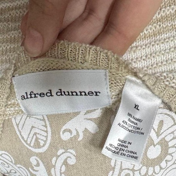Alfred Dunner Coastal Grandma Core Neutral White and Beige Sweater Preppy - Picture 5 of 5